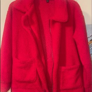 Scarlet red Sherpa jacket size small